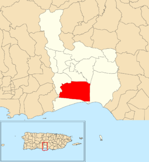 Location of Cintrona within the municipality of Juana Díaz shown in red