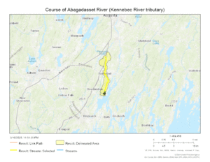 Course of Abagadesset River (Kennebec River tributary)