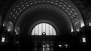 DC Union Station great hall hall BW
