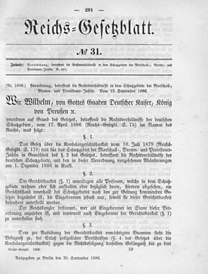 Deutsches Reichsgesetzblatt 1886 031 291