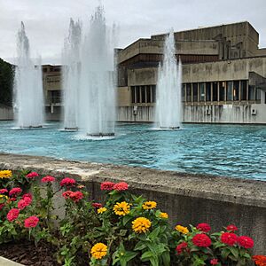 Dillingham Center and fountains, Ithaca College