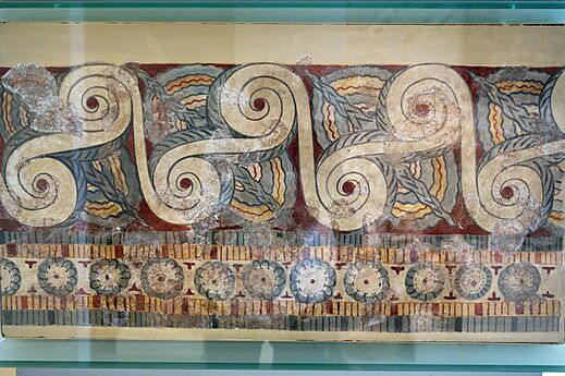 Fresco, rosettes, running spirals, Tiryns, 13th c BC, AM of Nafplio, 202135