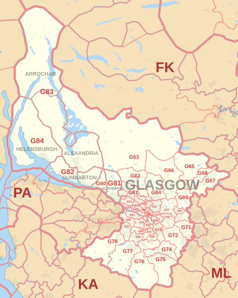 Image: G postcode area map
