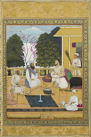 Govardhan II, Visit of sufi-singer Shir Muhammad to Abul Hasan Qutb Shah, ca. 1720, Bibliothèque nationale de France, Paris