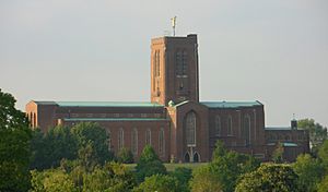 Guildford Cathedral, Stag Hill, Guildford (Seen from Onslow Village) (May 2014) (1)