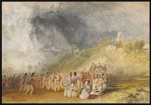 JMW Turner; Winchelsea, soldiers on the march around 1825