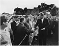 Kennedy greeting Peace Corps volunteers, 1961