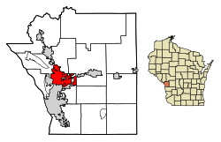 Location of Onalaska in La Crosse County, Wisconsin.