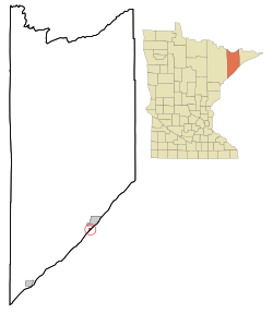 Location of the city of Beaver Baywithin Lake County, Minnesota