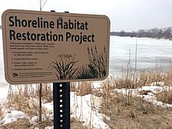 Lake Hiawatha shoreline restoration sign