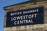 Lowestoft Central sign straightened