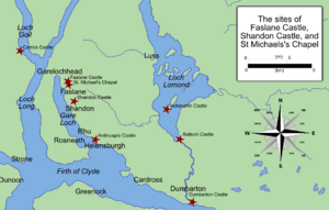 Map for Faslane Castle, Shandon Castle, St Michael's Chapel