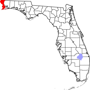 Map of Florida highlighting Escambia County