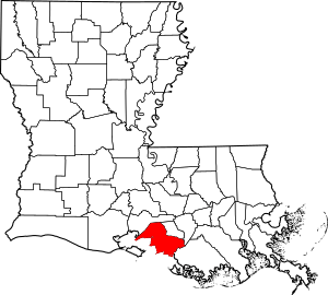 Map of Louisiana highlighting Saint Mary Parish