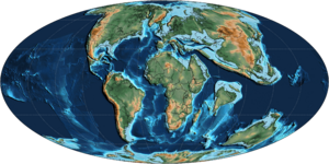 Mollweide Paleographic Map of Earth, 60 Ma (Selandian Age)