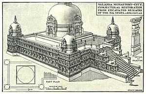 Nalanda University; Conjectural Reconstruction from Excavated Remains of the 5th Stupa, c. 6th century CE