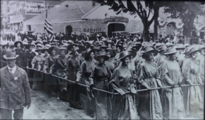 Nevada suffragists marching
