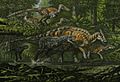 Quilmesaurus hunting Bonapartesaurus