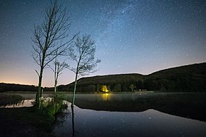 Rudd Pond at night