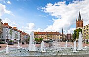 Rynek w Bytomiu i widok na kamienice