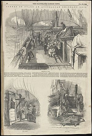 Scenes on board an Australian emigrant ship