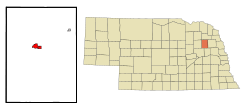 Location of Stanton within Stanton County and Nebraska