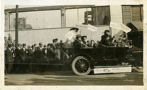 Suffragists in Little Rock, Arkansas on the 200 block of Main Street