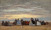 The Beach at Villerville, Eugène Boudin, 1864