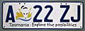 2008 Tasmania registration plate A 22 ZJ