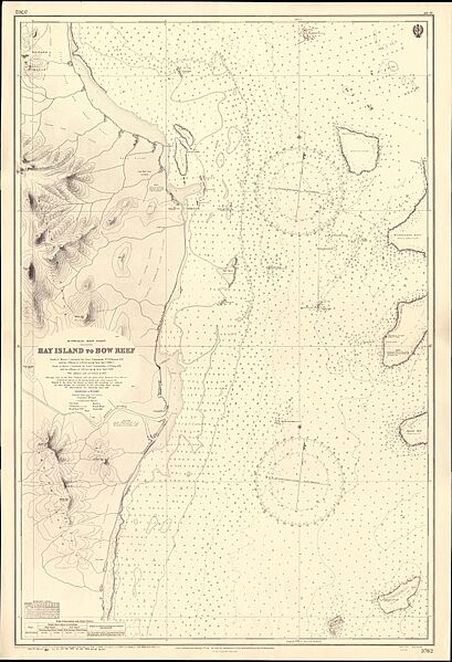 Admiralty Chart No 3762 Hay Island to Bow Reef, Published 1911