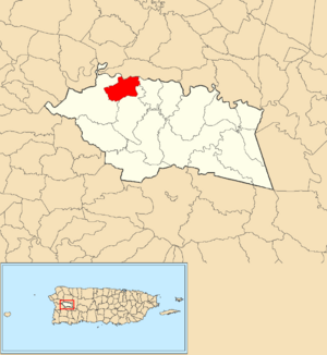 Location of Alto Sano within the municipality of Las Marías shown in red