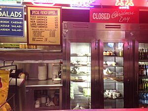 Behind counter