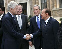 Bill Clinton, George H. W. Bush, George W. Bush and Silvio Berlusconi