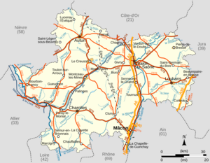 Carte de la Saône-et-Loire