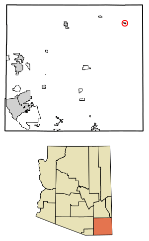 Location of San Simon in Cochise County, Arizona.