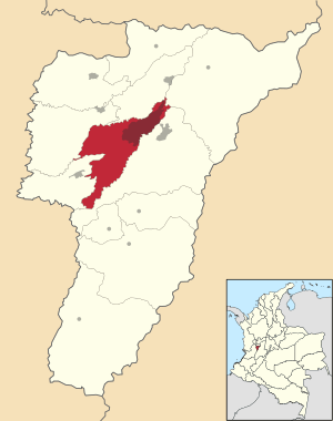 Location of the city and municipality of Armenia in the Quindio Department