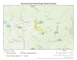 Course of Lake Creek (Sugar Creek tributary)