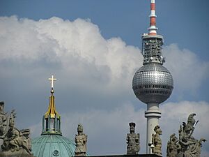 Crosses of Berliner Fernsehturm and Berliner Dom