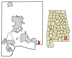 Location of Grimes in Dale County, Alabama.