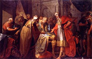 El Rey Ezequías haciendo ostentación de sus riquezas ante los legados del rey de Babilonia. (Museo de Bellas Artes de Valencia)