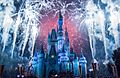 Firecrackers go up in the sky before Cinderella Castle, Magic Kingdom