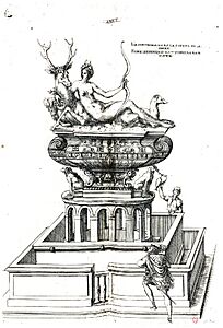 Fountain of Diana of Anet, from the second volume of 'Les plus excellents bastiments de France' by Jacques Androuet du Cerceau (adjusted)