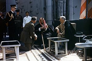 Franklin D. Roosevelt with King Ibn Saud aboard USS Quincy (CA-71), 14 February 1945 (USA-C-545)