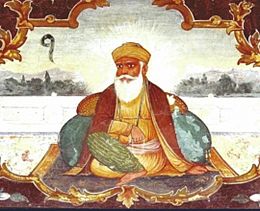 Fresco of Guru Nanak from Goindwal Baoli Sahib