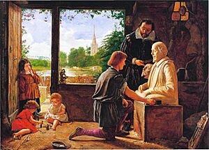 Gerard Johnson carving William Shakespeare (by Henry Wallis)
