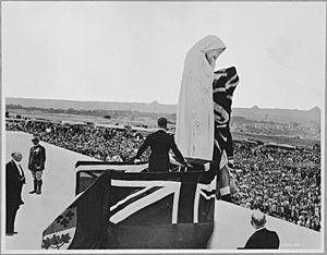 HM King Edward VIII unveiling the figure of Canada on the Vimy Ridge Memorial