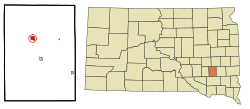 Location in Hanson County and the state of South Dakota