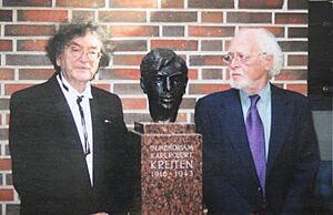Heinrich Riemenschneider and Rudi Martinus van Dijk in the Tonhalle Düsseldorf at the World premiere of Kreitens Passion 2003