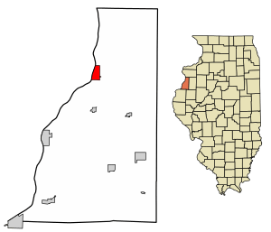 Location of Oquawka in Henderson County, Illinois.