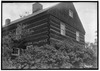 Historic American Buildings Survey, Stanley Jones, Photographer September 1, 1936 DETAIL OF NORTH WEST CORNER. - Log Cabin, Terrytown, Bradford County, PA HABS PA,8-TERTO,1-4.tif
